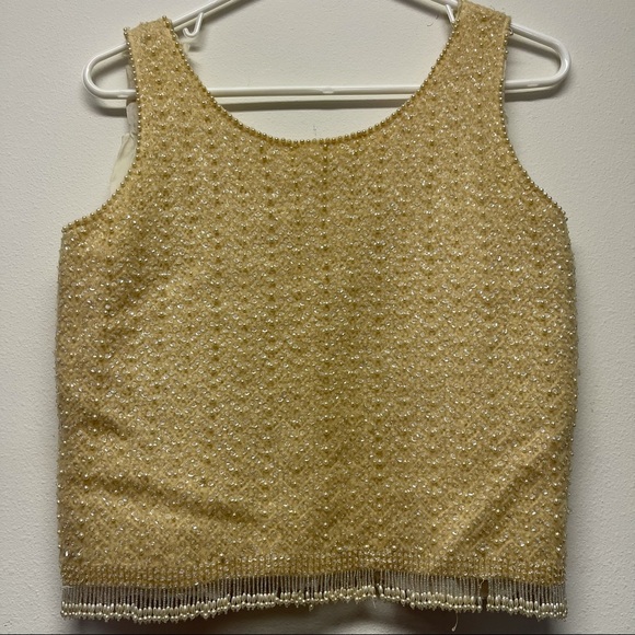 Vintage Hand Beaded Crop Top Cyn Les - Picture 3 of 10